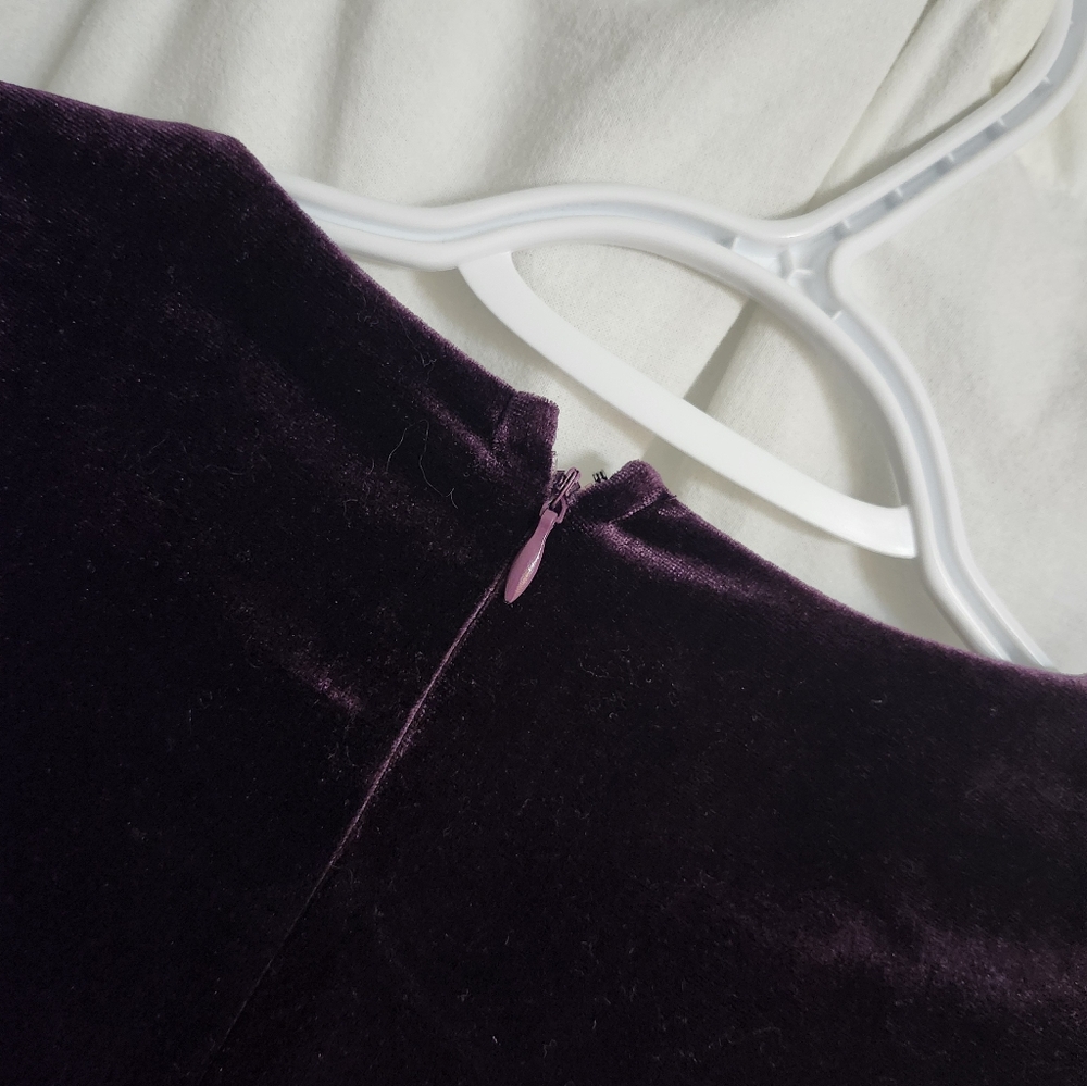 Le Chateau Deep Purple Faux Wrap Long Sleeve Dress. - Picture 3 of 8